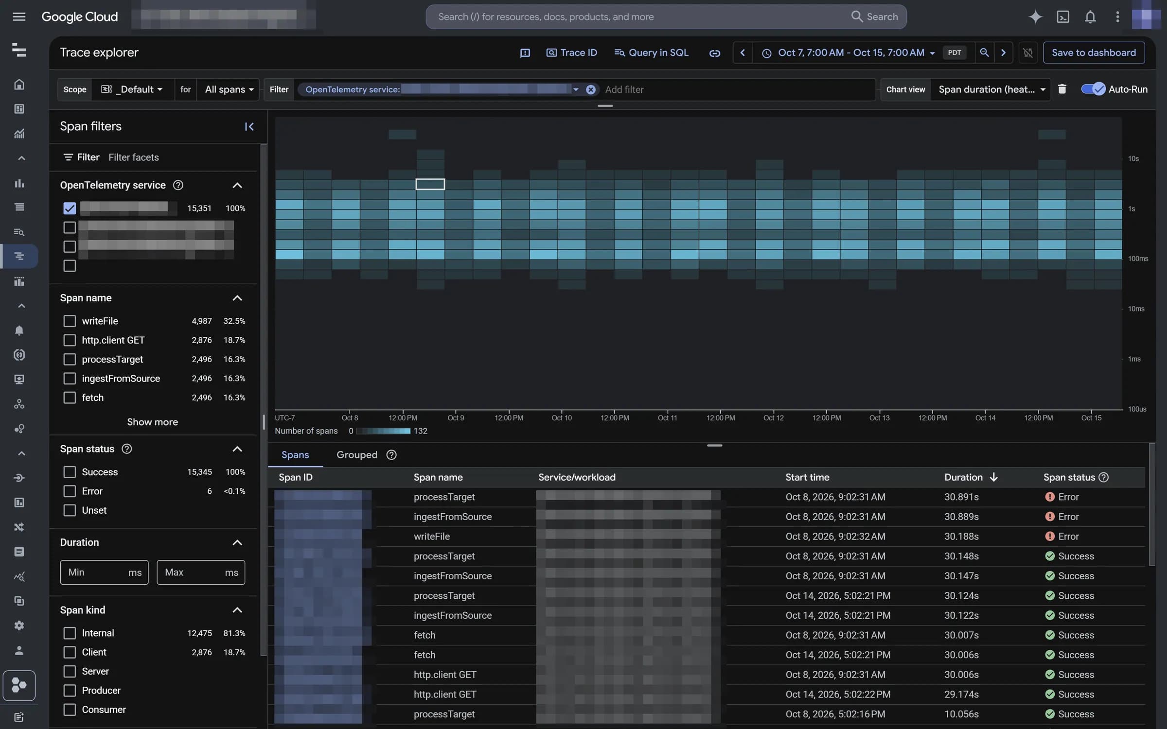 The pipeline's execution trace explorer